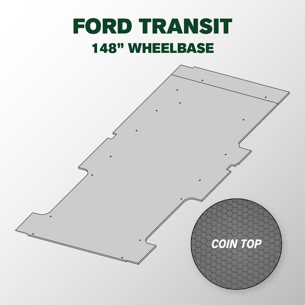 VANDECK Custom Fit Ford Transit 148 Van Floor Mat (2015+), Coin Top, Heavy Duty Rubber Cargo Liner