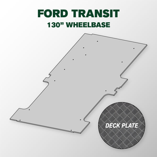 VANDECK Custom Fit Ford Transit 130 Van Floor Mat (2015+), Deck Plate, Heavy Duty Rubber Cargo Liner