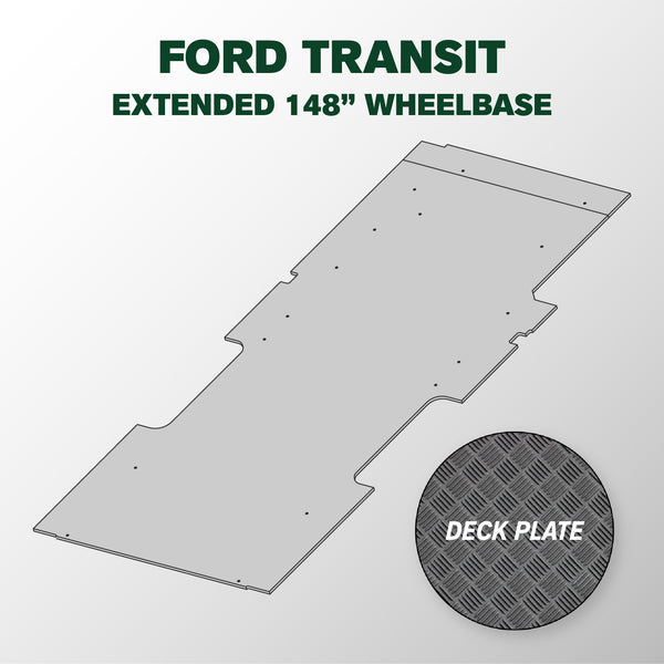 VANDECK Custom Fit Ford Transit 148 Extended Van Floor Mat (2015+), Deck Plate, Heavy Duty Rubber Cargo Liner