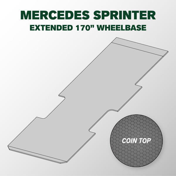 VANDECK Custom Fit Mercedes Sprinter 170 Extended Van Floor Mat (2015+), Coin Top, Heavy Duty Rubber Cargo Liner