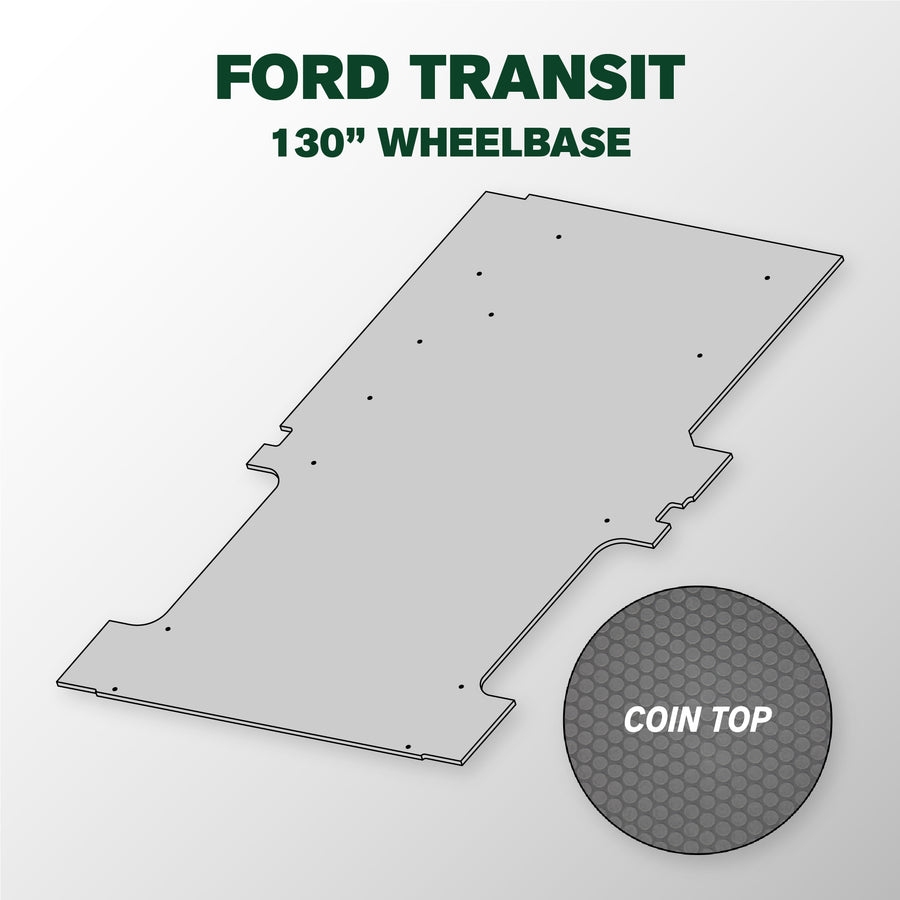 VANDECK Custom Fit Ford Transit 130 Van Floor Mat (2015+), Coin Top, Heavy Duty Rubber Cargo Liner