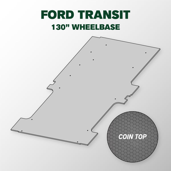 VANDECK Custom Fit Ford Transit 130 Van Floor Mat (2015+), Coin Top, Heavy Duty Rubber Cargo Liner