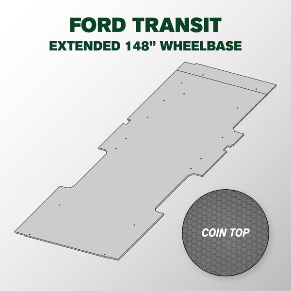 VANDECK Custom Fit Ford Transit 148 Extended Van Floor Mat (2015+), Coin Top, Heavy Duty Rubber Cargo Liner