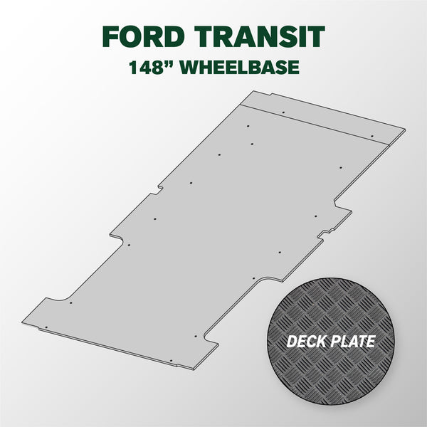 VANDECK Custom Fit Ford Transit 148 Van Floor Mat (2015+), Deck Plate, Heavy Duty Rubber Cargo Liner