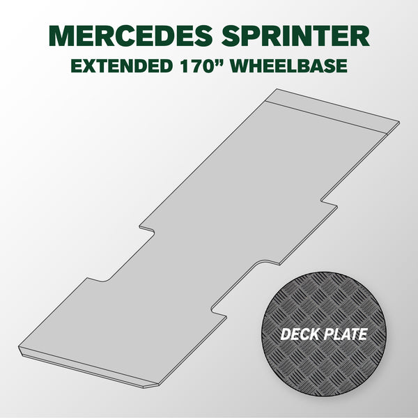 VANDECK Custom Fit Mercedes Sprinter 170 Extended Van Floor Mat (2015+), Deck Plate, Heavy Duty Rubber Cargo Liner