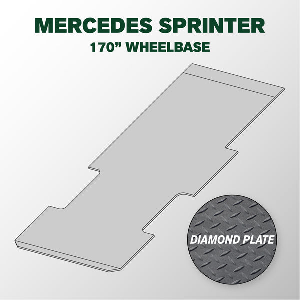 VANDECK Custom Fit Mercedes Sprinter 170 Van Floor Mat (2015+), Diamond Plate, Heavy Duty Rubber Cargo Liner