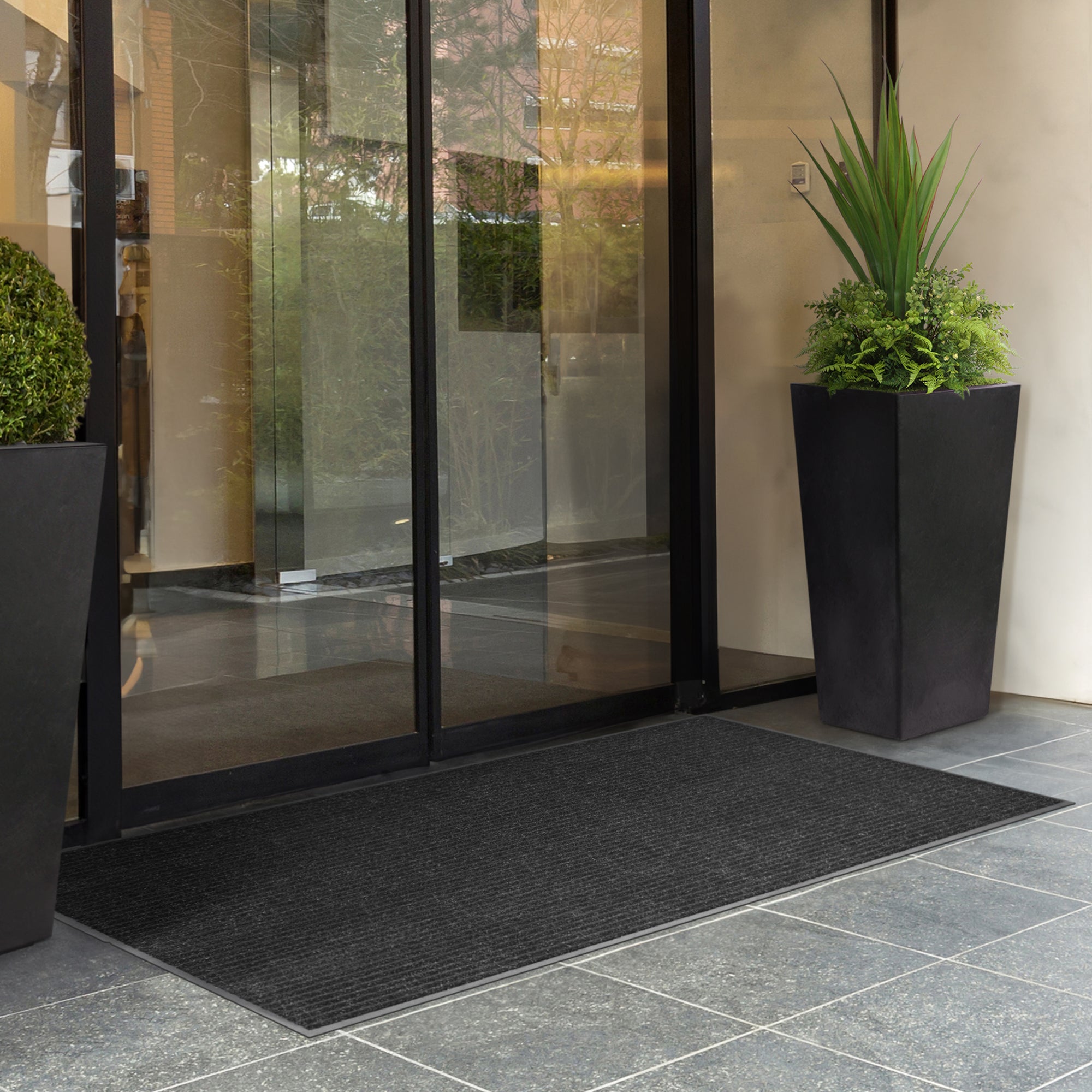 3 ft x 5 ft Platinum 3 - Ribbed Needlepunch Floormat - Sheets&Rolls.com